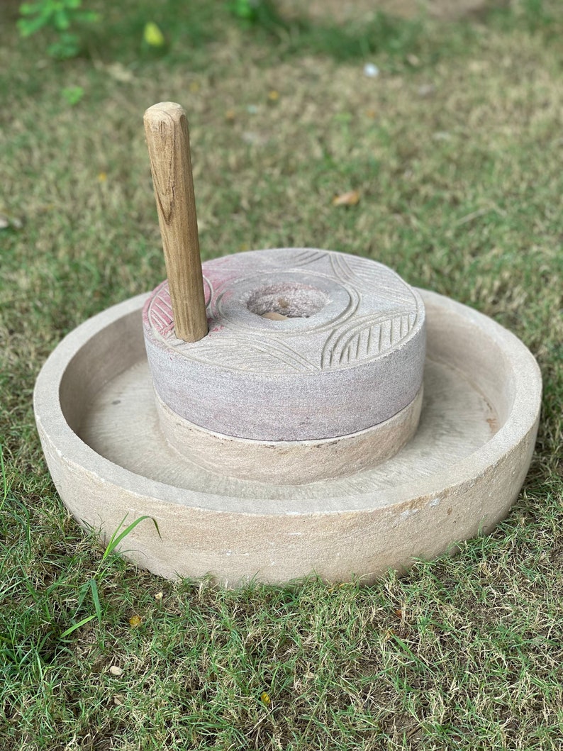 Indian Chakki Stone Grain Grinder Pulses Spices Grinder Etsy