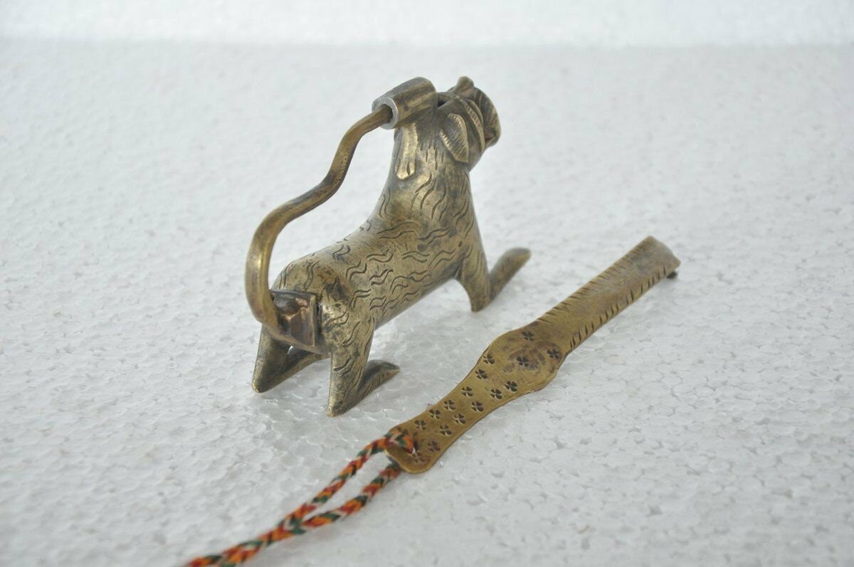 Vintage Indian Brass One of Its Kind Very Rare Unique Padlock Lock Key ...