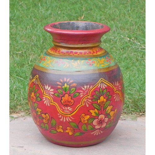 Vintage wooden pot, wooden vase, Vintage pot, Wabi Sabi vessel, vintage Indian wooden gardening pot, flower vase, shops garden pot vase, vessel