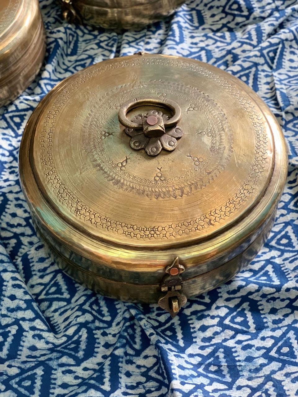 Brass Chapati Box/ Vintage Brass Bread Box/ Vintage Brass Lunch Box