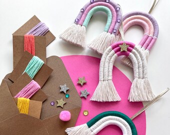 Make a Rainbow Party Kit! Single Party Kit for one person, macrame rainbow kit