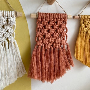 Small macrame wall hanging, terracotta square design image 2