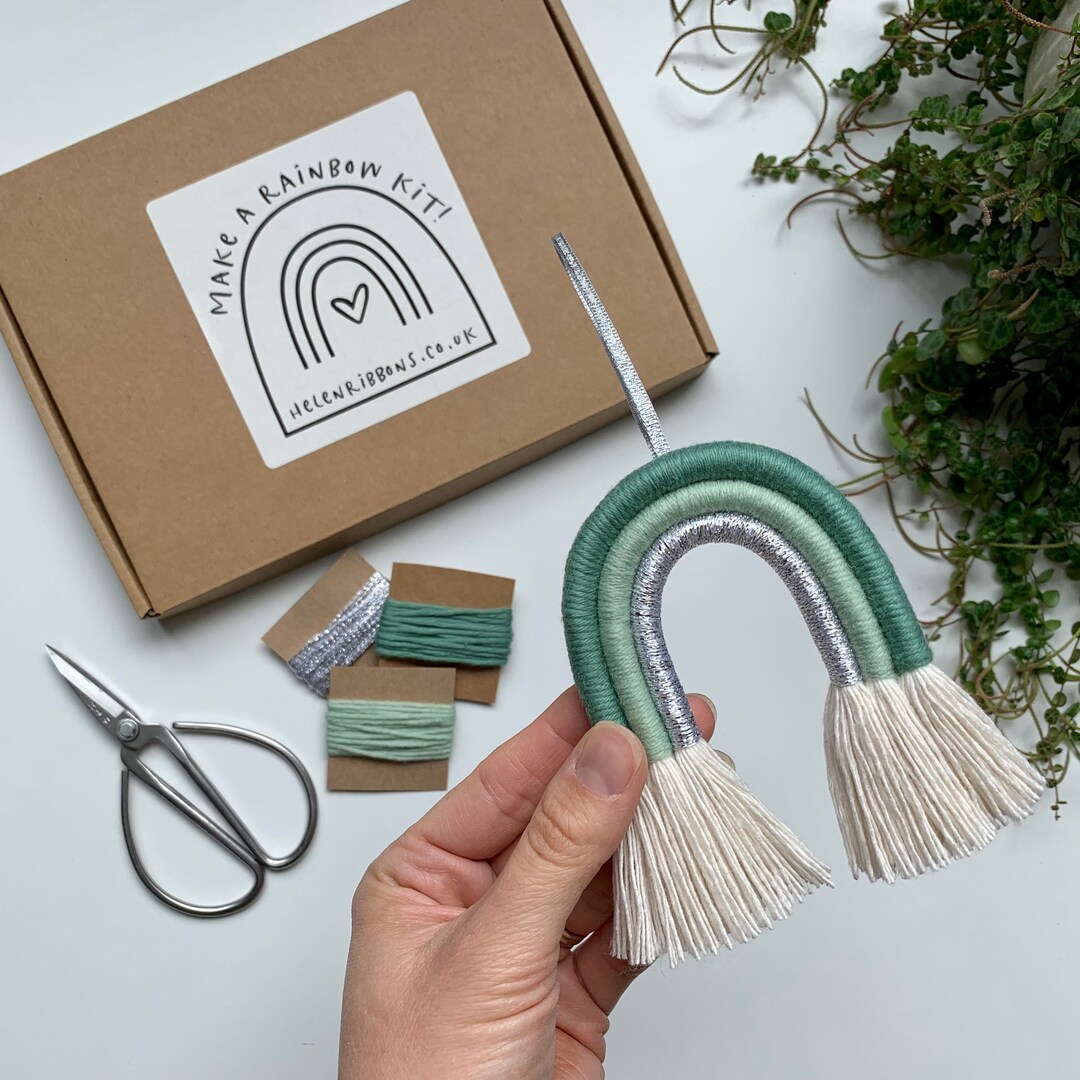 DIY Macrame Make a Rainbow Kit Craft Kit Mini Pretty Green - Etsy