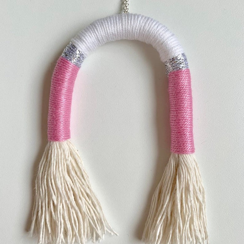 boho tassel necklace silver necklace Tassel arc necklace