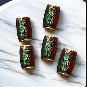 Juneteenth Loc Beads for Locs & Braids, Loc Jewelry, Dichroic style Dreadlock Beads, Large Hole Beads, African Loc Jewelry