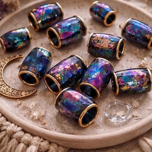 Dichroic Style Dreadlock Beads: Handmade Hair Jewelry