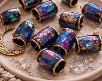 Dichroic Style Dreadlock Beads: Handmade Hair Jewelry