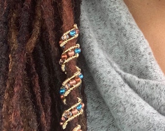 Loc Jewelry, Beaded Hair Jewelry, Sisterlock Jewelry, Braid Jewelry, Loc Wrap, Handmade Gift, Handmade dreadlock jewelry, unique gift, dread