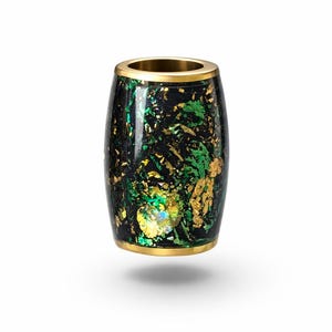 Cuentas dicróicas para rastas: Juego de 8 piezas de joyería para rastas en verde esmeralda y dorado.