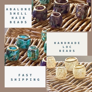 Hair Beads for Braids, Loc Jewelry, Abalone Shell, Handmade Dreadlock Accessories, Pearl Dread Bead