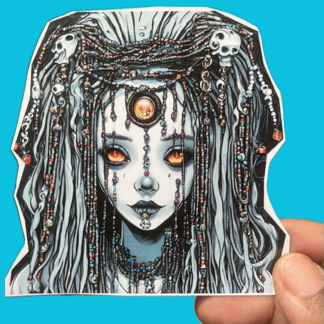 Ghost Girl Waterproof Sticker, Halloween Voodoo Theme Ghost With ...