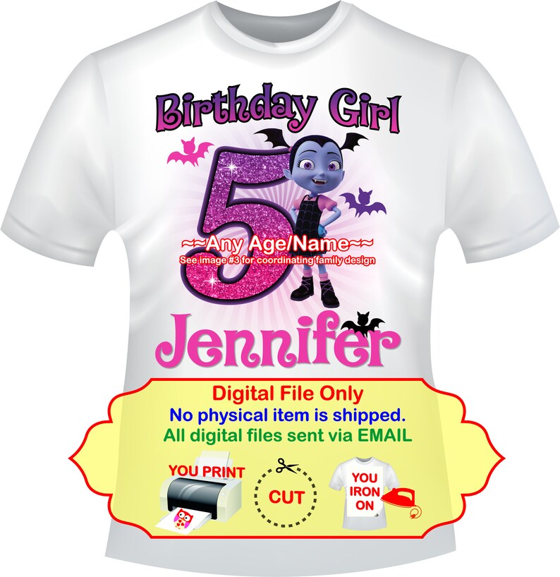 Download Png Iron On Transfer Digital File Vampirina Birthday Shirt Design Drawing Illustration Art Collectibles Seasonalliving Com