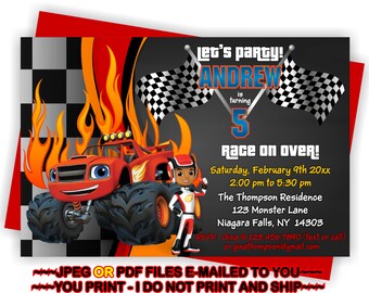 Blaze Party Invite, Blaze and the, Monster Machines, Birthday Invitation, Blaze Invite, Birthday Boy, Blaze Party - BIRINV35