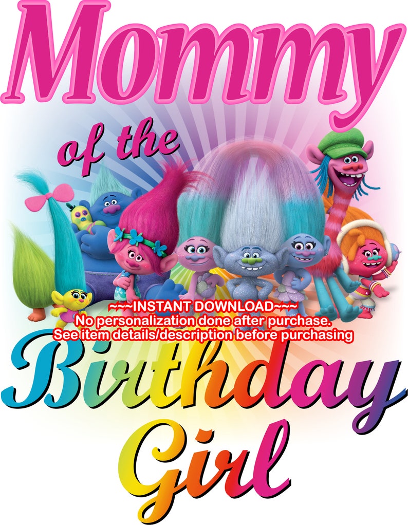 trolls birthday iron on transfer