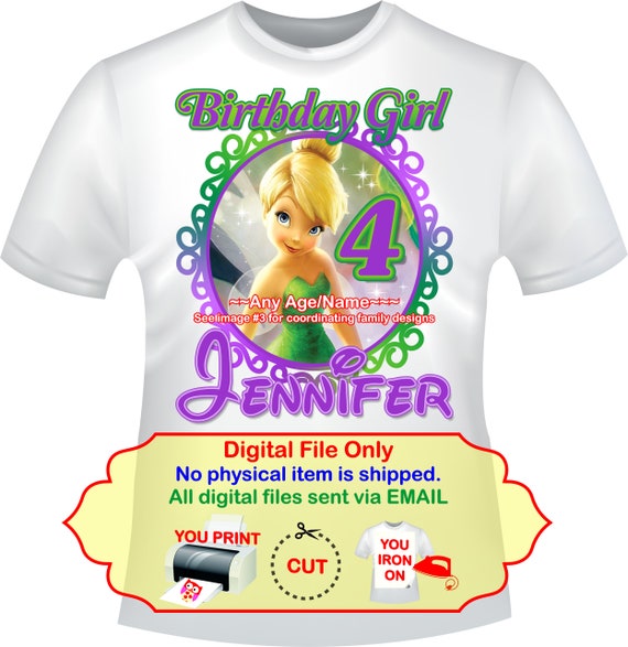 Tinkerbell Birthday Iron On Transfer Personalized Diy Mommy Etsy