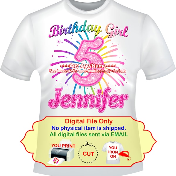 Birthday Girl Iron On Transfer, Personalized DIY Mommy Shirt, Daddy Shirt, Party Printables, Sublimation Transfer - BIRTHDAYGIRL3