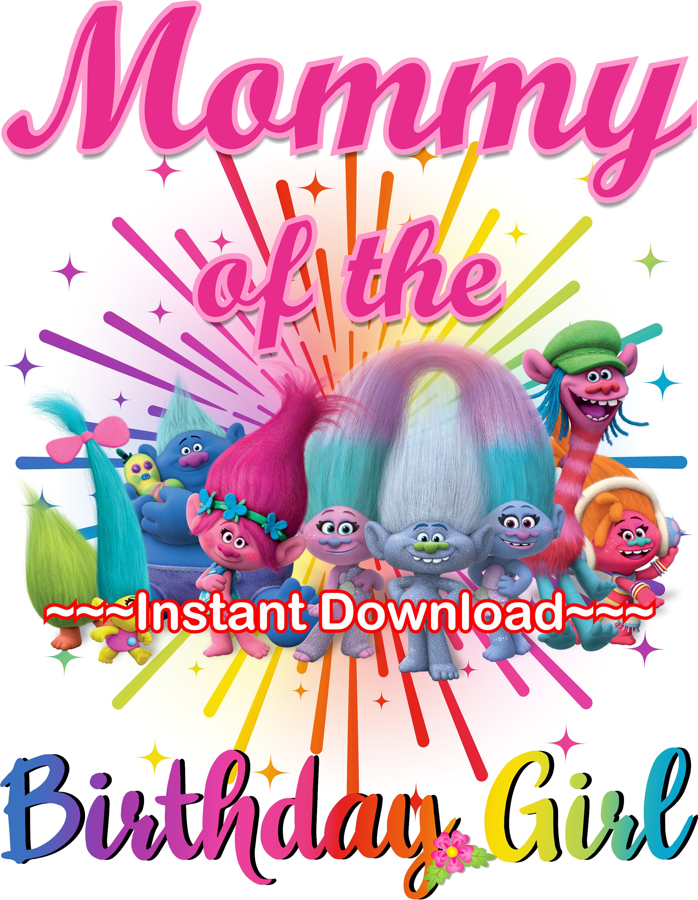 trolls birthday iron on transfer