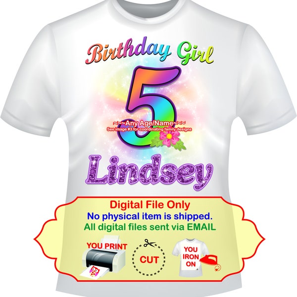 Birthday Girl Iron On Transfer, Personalized DIY Mommy Shirt, Daddy Shirt, Party Printables, Sublimation Transfer - BIRTHDAYGIRL6