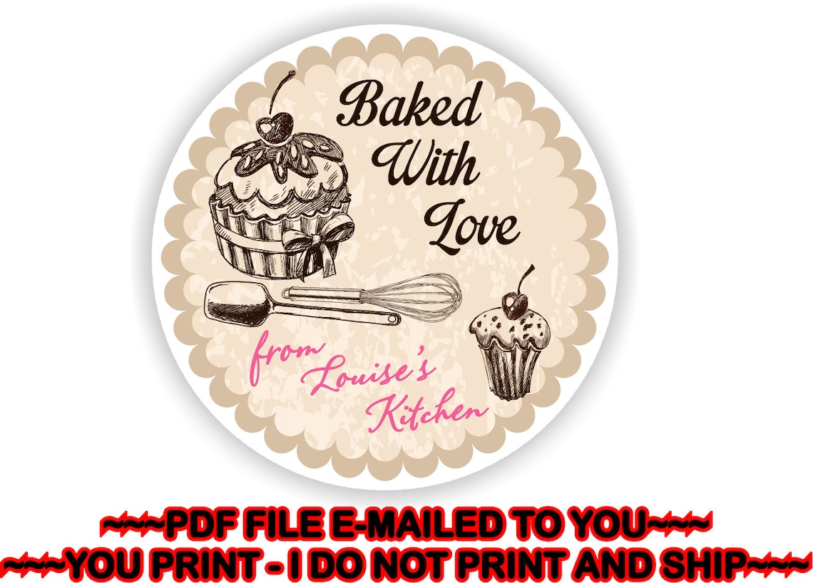 Baked Goods Labels Personalized DIY Baked With Love Stickers Etsy
