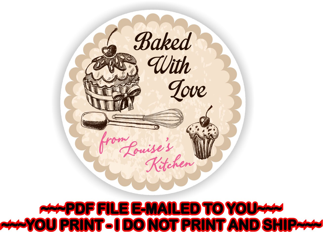 Baked Goods Labels Personalized DIY Baked With Love Stickers Etsy