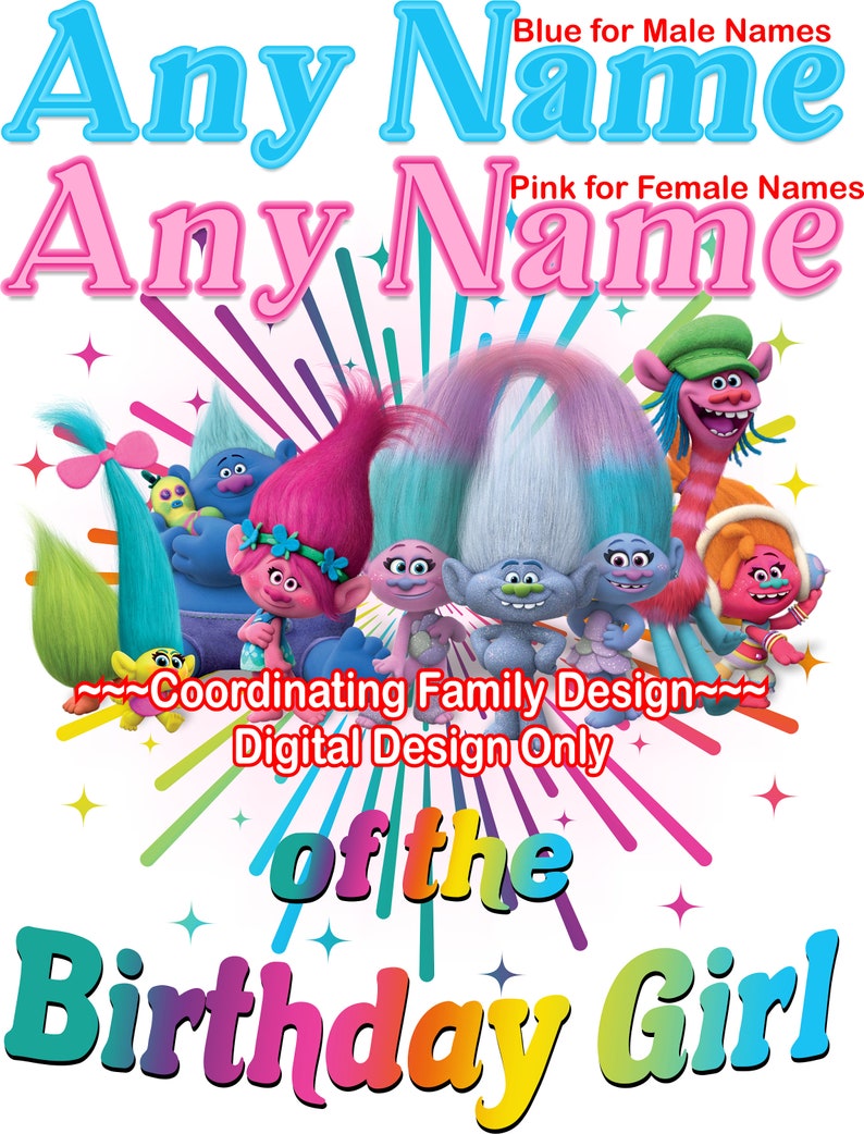 trolls birthday iron on transfer