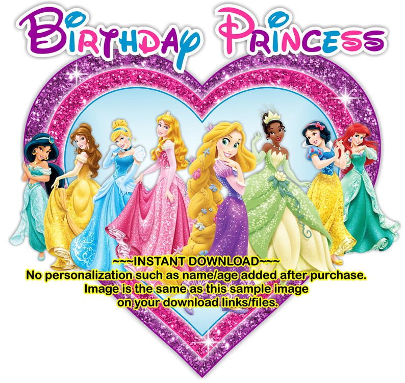 Birthday Girl Party Printables Instant Download Princess Birthday Iron On Transfer PRINCESSGROUP