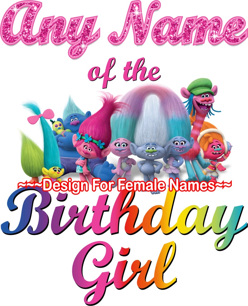 trolls birthday iron on transfer