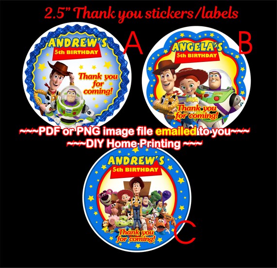 Toy Story Birthday Thank You Sticker Gift Bag Label Etsy