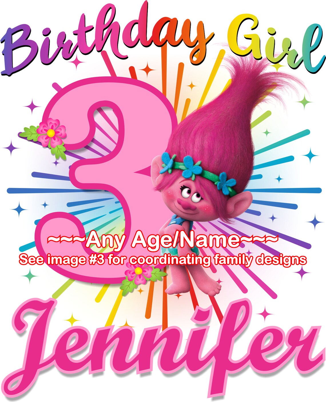 trolls birthday iron on transfer