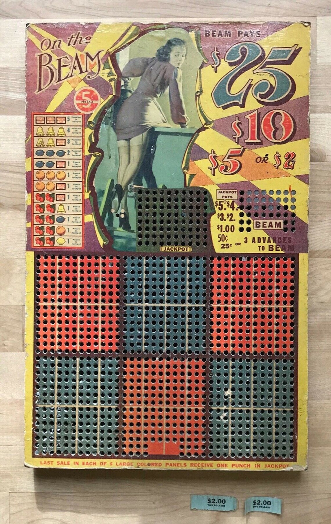 VINTAGE PUNCH BOARD On the Beam PinUp Gambling. Etsy