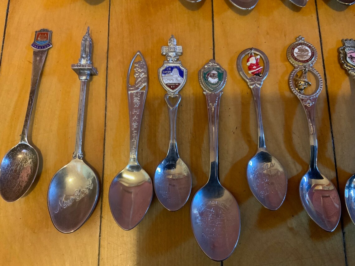 Vintage Collectable SILVER PLATED SOUVENIR Spoons Butter Etsy