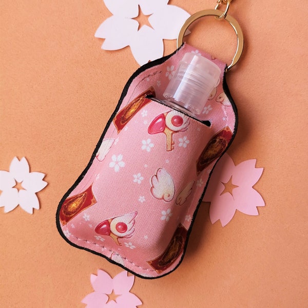 Flaschenhalter-Schlüsselanhänger. Seife / Creme / Desinfektionsmittel. Sakura Card Captor. Kawaii-Design.