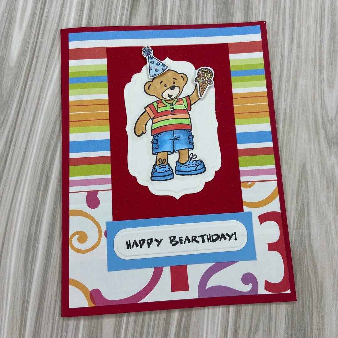 happy birthday teddy bear cards Images High Quality... Teddy Bear Happy Birthday Card - Etsy