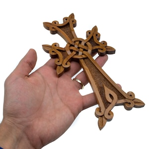 Wooden Wall Cross with Ornaments Armenian cross
