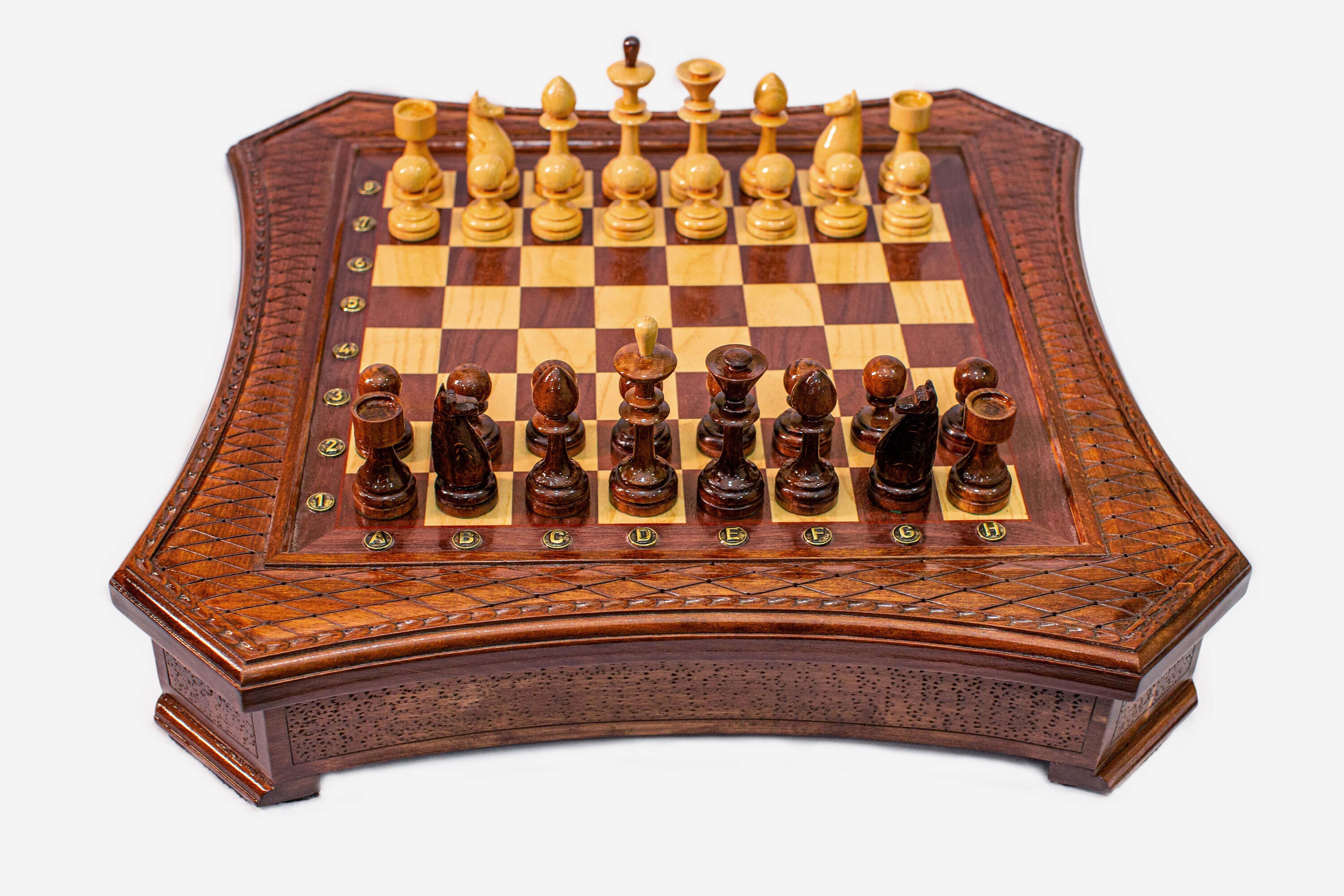 19.7” wooden chess board walnut without coordinates