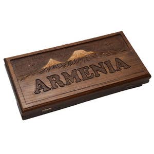 Handmade Armenian Backgammon Nardi Set: Hand Carved Wooden Checkers 2-in-1