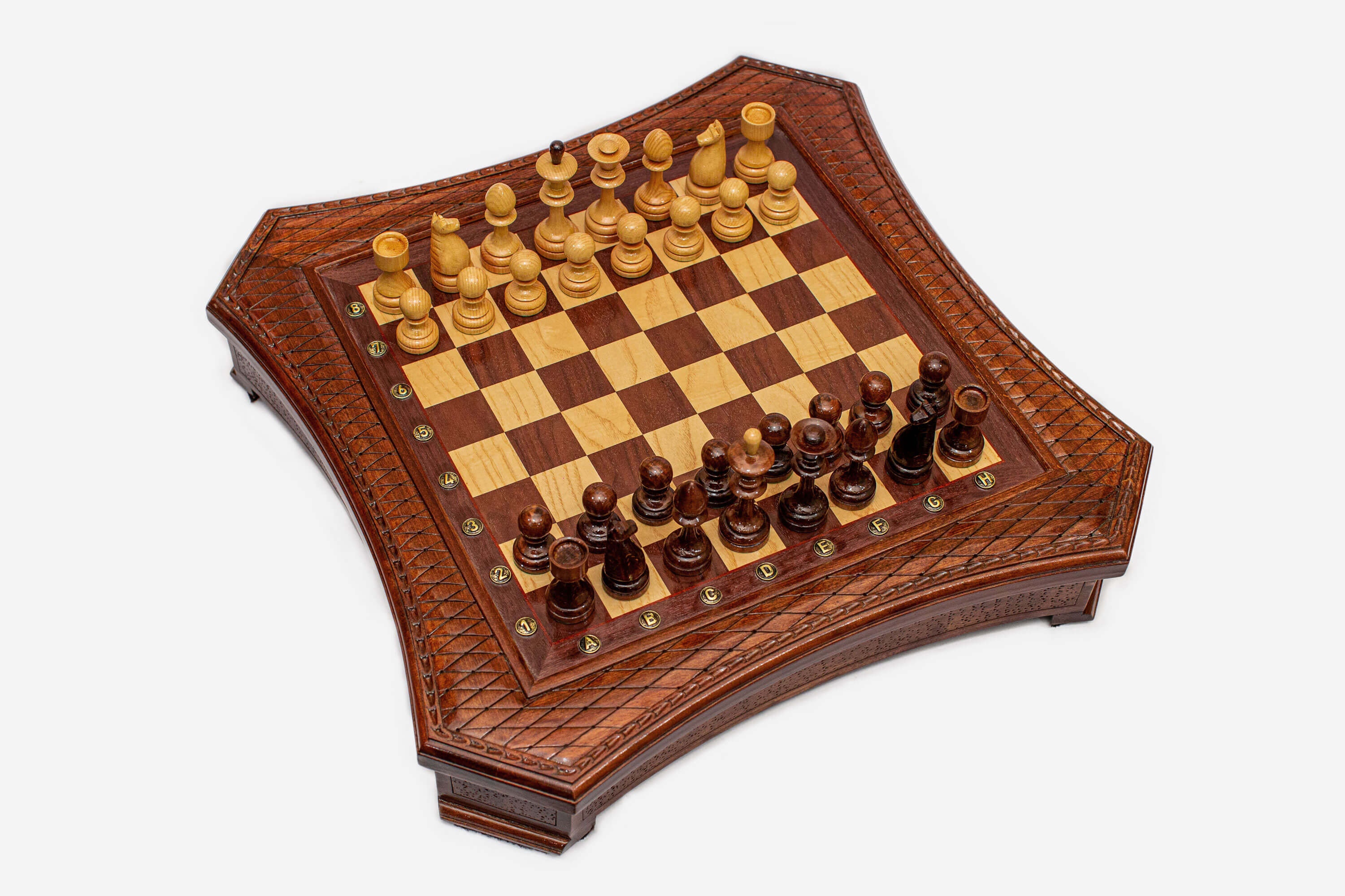 19.7” wooden chess board walnut without coordinates