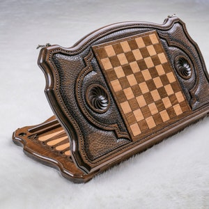 Luxury Backgammon Armenian coat of arms 23.6 inch handmade inlaid backgammon personalized image 2