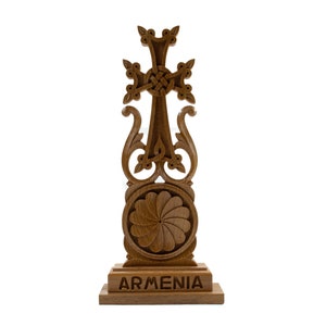 Handmade Walnut Wood Khachkar Cross: Armenian Souvenir Gift