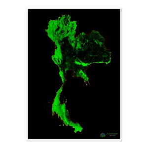 Thailand - Waldbedeckungskarte - Fine Art Print