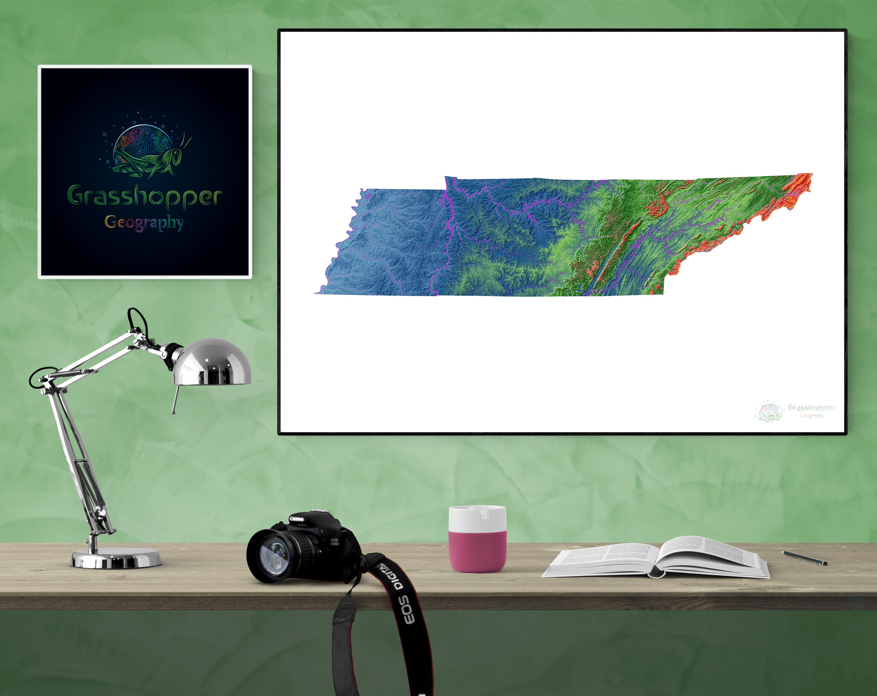 Elevation Map of Tennessee high Resolution Digital Print, Map Print, Wall Art Map, Poster Map