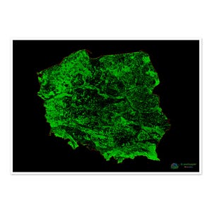 Polen - Waldbedeckungskarte - Fine Art Print