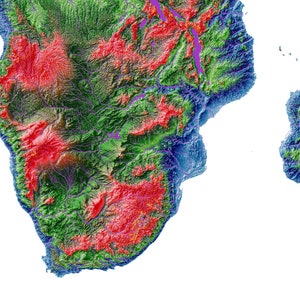 Elevation Map of the World high Resolution Digital Print, Map Print, Wall Art Map, Poster Map ...