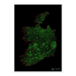 Irland - Waldbedeckungskarte - Fine Art Print