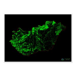 Ungarn - Waldbedeckungskarte - Fine Art Print