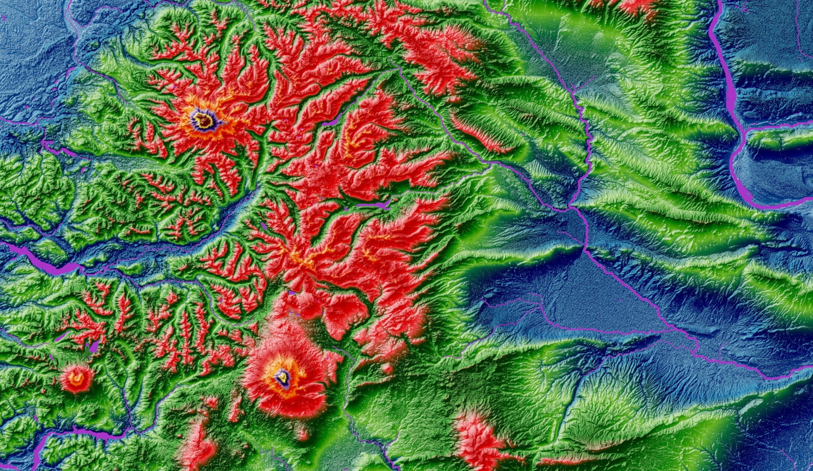 Elevation Map of Washington high Resolution Digital Print, Map Print