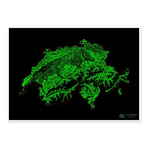 Schweiz - Waldbedeckungskarte - Fine Art Print