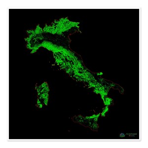 Italien - Waldbedeckungskarte - Fine Art Print
