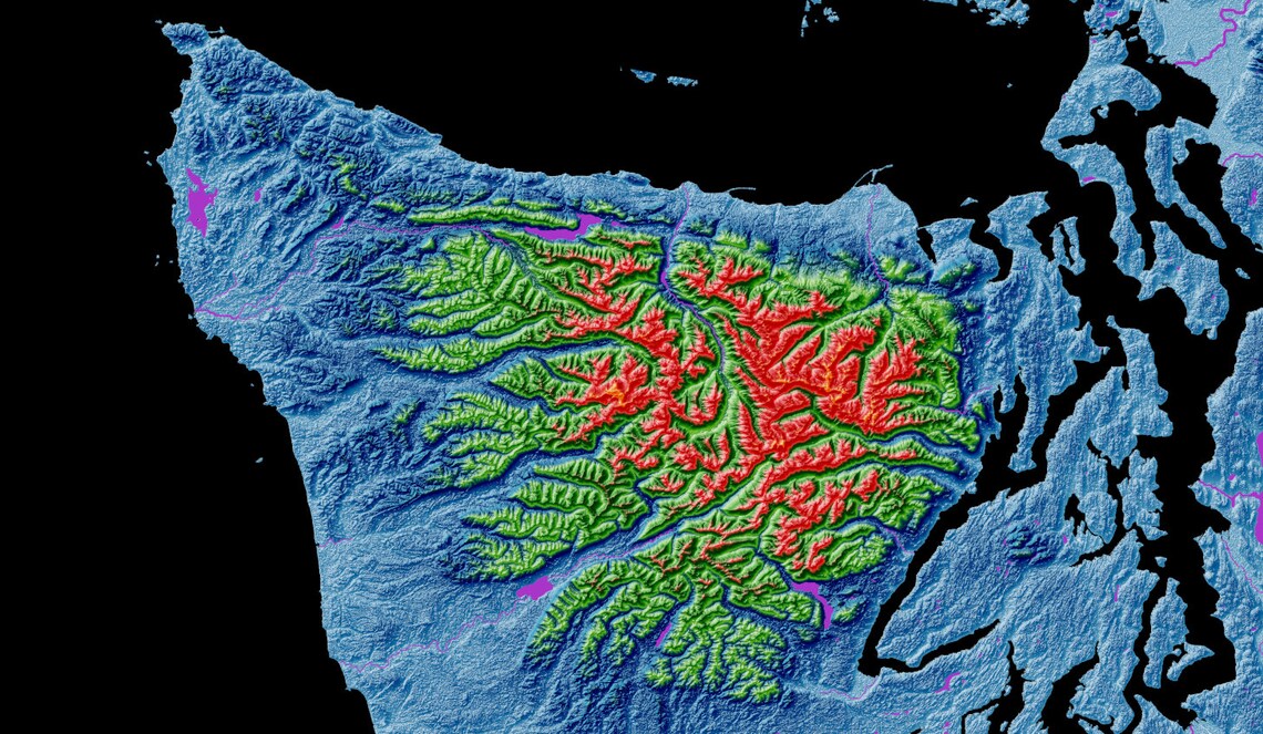 Elevation Map of Washington high Resolution Digital Print Etsy Canada