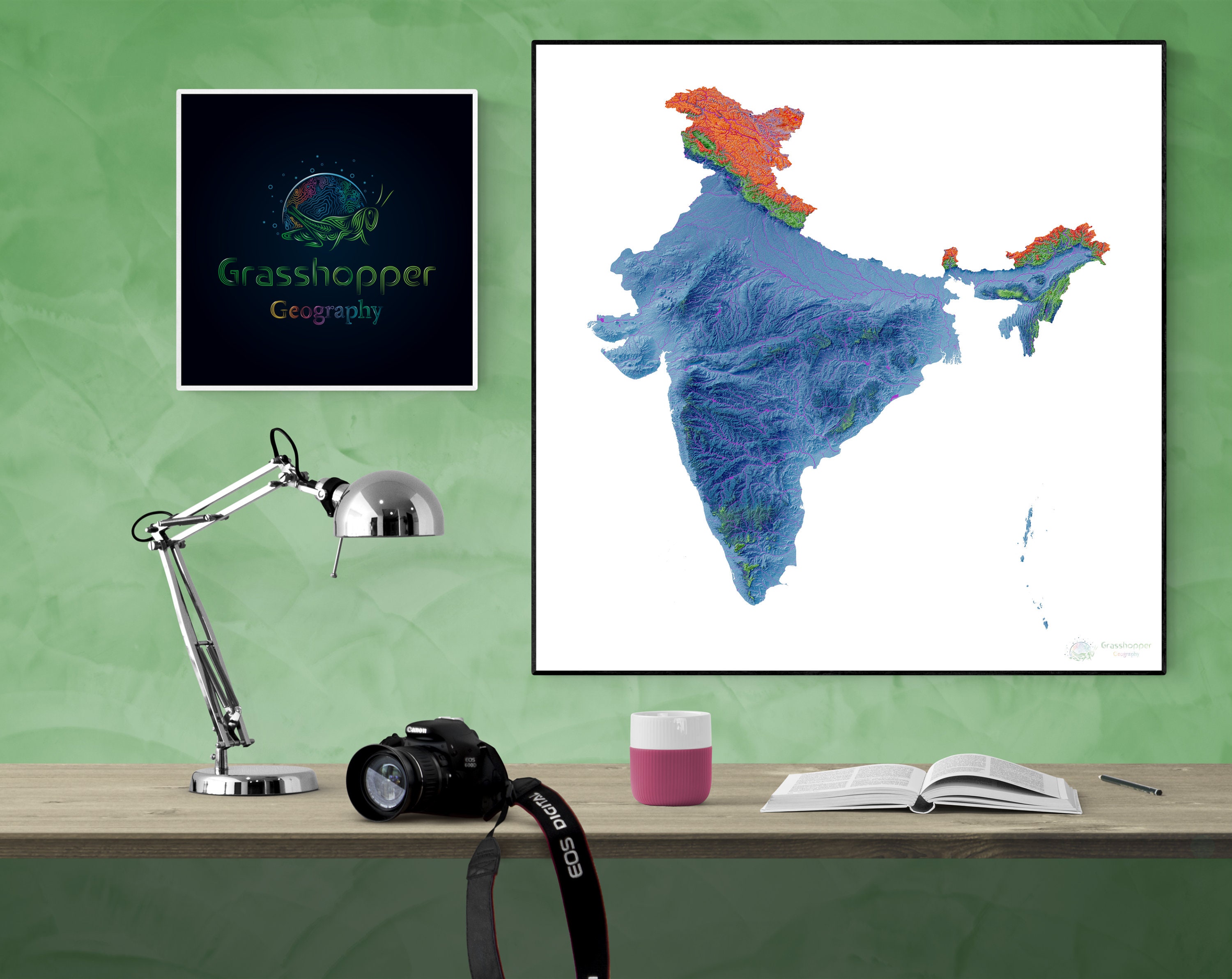 Elevation Map of India high Resolution Digital Print, Map Print, Wall ...